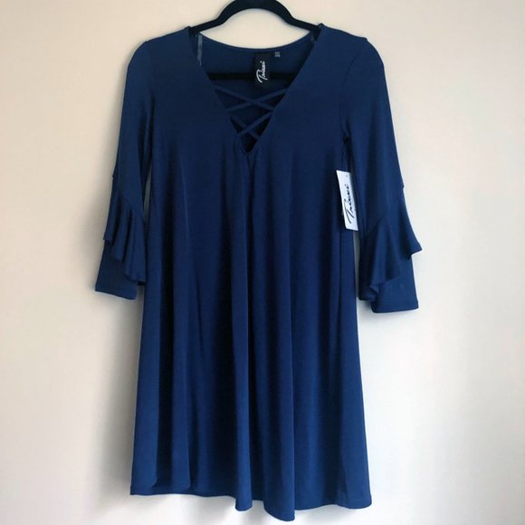 NWT Trixxi Long Sleeve Dress in Stormy Blue Size XXS - Picture 4 of 12